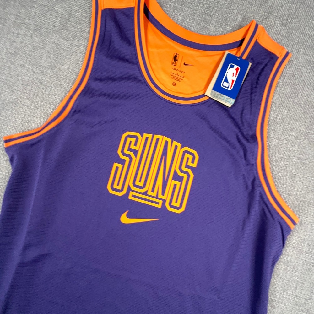 Nike Phoenix Suns Courtside Jersey Mens L Purple Orange Versus Force Split NEW